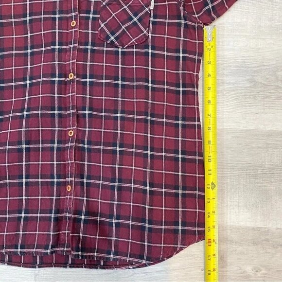 Burton Durable Goods Plaid Flannel long Sleeve Button Down Womens Size L Burgund - Picture 10 of 16